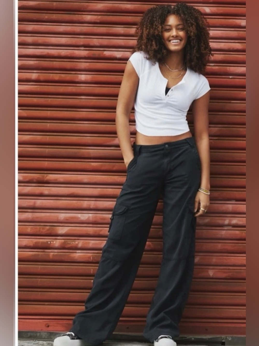 AE dreamy drape wide leg cargo pants